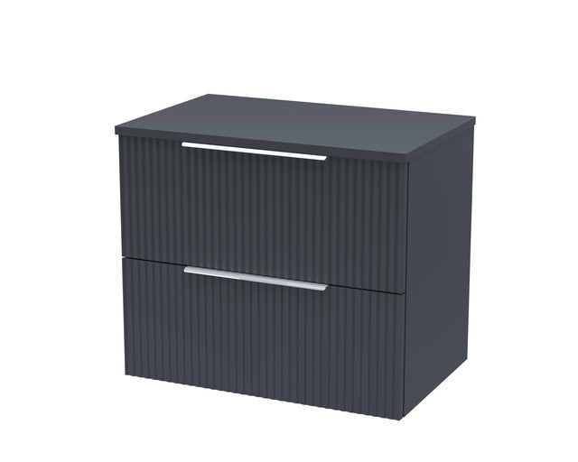 Hudson Reed Fluted 600mm Wall Hung 2-Drawer Vanity Unit With Worktop