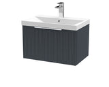 Hudson Reed Fluted 600mm Soft Black Wall Hung Single Drawer Vanity Unit With Basin