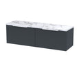 Hudson Reed Fluted 1200mm Soft Black Wall Hung 2-Drawer Vanity Unit With Laminate Worktop