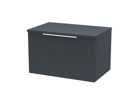 Hudson Reed Fluted 600mm Soft Black Wall Hung Single Drawer Vanity With Worktop
