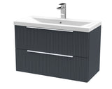 Hudson Reed Fluted 810mm Wall Hung 2-Drawer Vanity Unit With Basin
