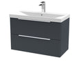 Hudson Reed Fluted 800mm Soft Black Wall Hung 2-Drawer Vanity Unit With Basin