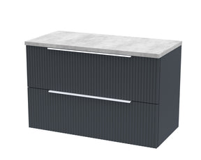 Hudson Reed Fluted 805mm Wall Hung 2-Drawer Vanity Unit With Laminate Top