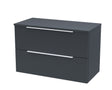 Hudson Reed Fluted 800mm Soft Black Wall Hung 2-Drawer Vanity and Worktop