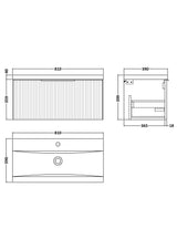 Hudson Reed Fluted 800mm Soft Black Wall Hung Single Drawer Vanity Unit With Basin