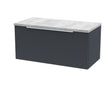 Hudson Reed Fluted 800mm Soft Black Wall Hung Single Drawer Vanity Unit With Laminate Top