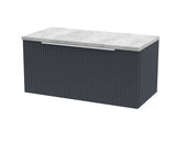 Hudson Reed Fluted 800mm Soft Black Wall Hung Single Drawer Vanity Unit With Laminate Top