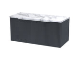 Hudson Reed Fluted 800mm Wall Hung Single Drawer Vanity Unit With Laminate Worktop