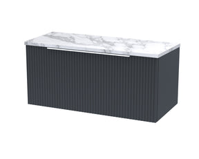 Hudson Reed Fluted 800mm Wall Hung Single Drawer Vanity Unit With Laminate Worktop