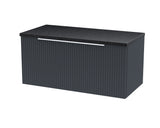 Hudson Reed Fluted 800mm Soft Black Wall Hung Single Drawer Vanity Unit With Laminate Top