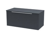 Hudson Reed Fluted 800mm Soft Black Wall Hung Single Drawer Vanity With Worktop