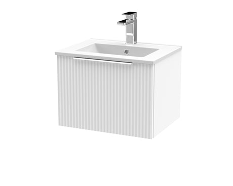 Hudson Reed Fluted 500mm Wall Hung Single Drawer Vanity Unit With Basin