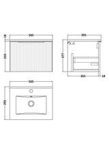 Hudson Reed Fluted 500mm Wall Hung Single Drawer Vanity Unit With Basin
