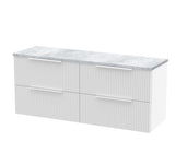 Hudson Reed Fluted 1200mm Wall Hung 4-Drawer Vanity Unit With Laminate Worktop