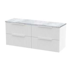 Hudson Reed Fluted 1200mm Wall Hung 4-Drawer Vanity Unit With Laminate Worktop