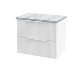 Hudson Reed Fluted 600mm Wall Hung 2-Drawer Vanity Unit With Laminate Worktop