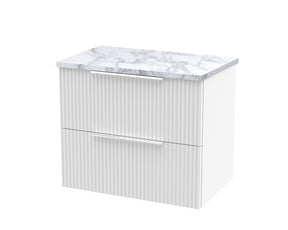 Hudson Reed Fluted 600mm Wall Hung 2-Drawer Vanity Unit With Laminate Worktop