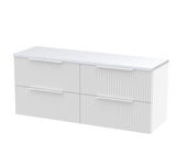 Hudson Reed Fluted 1200mm Wall Hung 4-Drawer Vanity Unit With Laminate Worktop