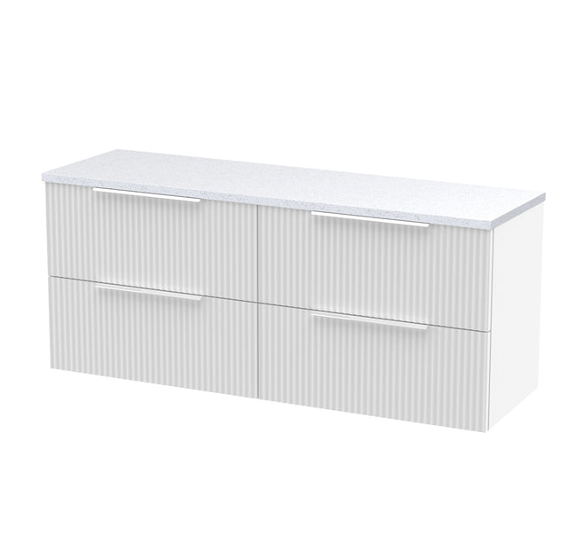Hudson Reed Fluted 1200mm Wall Hung 4-Drawer Vanity Unit With Laminate Worktop