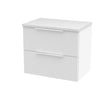 Hudson Reed Fluted 600mm Satin White Wall Hung 2-Drawer Vanity With Laminate Top