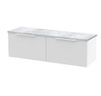 Hudson Reed Fluted 1200mm Satin White Wall Hung 2-Drawer Vanity Unit With Laminate Worktop