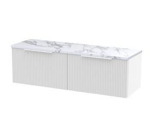 Hudson Reed Fluted 1200mm Wall Hung 2-Drawer Vanity Unit With Laminate Worktop