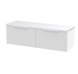 Hudson Reed Fluted 1200mm Satin White Wall Hung 2-Drawer Vanity Unit With Laminate Worktop
