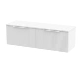 Hudson Reed Fluted 1200mm Satin White Wall Hung 2-Drawer Vanity With Worktop