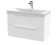 Fluted 800mm Wall Hung 2-Drawer Vanity and Thin-Edge Basin