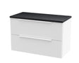 Hudson Reed Fluted 800mm Wall Hung Satin White 2-Drawer Vanity Unit With Laminate Top