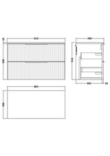 Hudson Reed Fluted 800mm Wall Hung 2-Drawer Vanity With Worktop