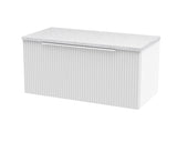 Hudson Reed Fluted 800mm Satin White Wall Hung Single Drawer Vanity Unit With Laminate Worktop