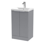 Hudson Reed Fluted 510mm Floor Standing 2-Door Vanity Unit With Basin
