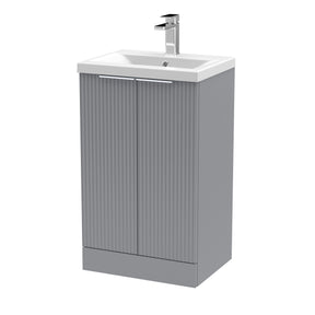 Hudson Reed Fluted 510mm Floor Standing 2-Door Vanity Unit With Basin