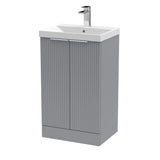 Hudson Reed Fluted 500mm Floor Standing 2-Door Vanity Unit with Basin