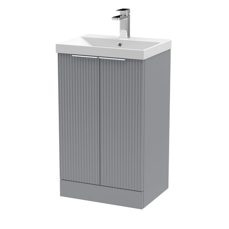 Hudson Reed Fluted 500mm Floor Standing 2-Door Vanity Unit with Basin