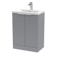Hudson Reed Fluted 600mm Floor Standing 2-Door Vanity Unit With Basin