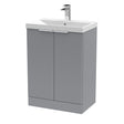 Hudson Reed Fluted 600mm Floor Standing 2-Door Vanity Unit With Basin