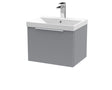 Hudson Reed Fluted 500mm Satin Grey Wall Hung Single Drawer Vanity Unit With Thin-Edge Basin