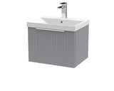 Hudson Reed Fluted 500mm Satin Grey Wall Hung Single Drawer Vanity Unit With Thin-Edge Basin