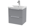 Hudson Reed Fluted 500mm Wall Hung Satin Grey 2-Drawer Vanity Unit with Thin-Edge Basin