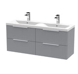 Hudson Reed Fluted 1200mm Wall Hung 4-Drawer Vanity with Double Basin