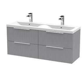 Hudson Reed Fluted 1200mm Wall Hung 4-Drawer Vanity with Double Basin