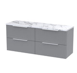 Hudson Reed Fluted 1200mm Wall Hung 4-Drawer Vanity Unit With Laminate Worktop