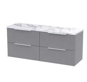 Hudson Reed Fluted 1200mm Wall Hung 4-Drawer Vanity Unit With Laminate Worktop