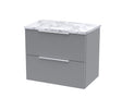 Hudson Reed Fluted 600mm Wall Hung 2-Drawer Vanity Unit With Laminate Worktop