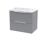 Hudson Reed Fluted 600mm Wall Hung 2-Drawer Vanity Unit With Laminate Worktop