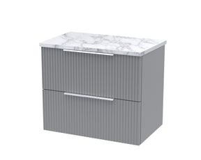 Hudson Reed Fluted 600mm Wall Hung 2-Drawer Vanity Unit With Laminate Worktop