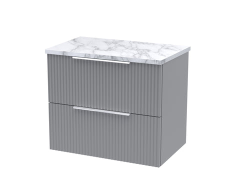 Hudson Reed Fluted 600mm Wall Hung 2-Drawer Vanity Unit With Laminate Worktop