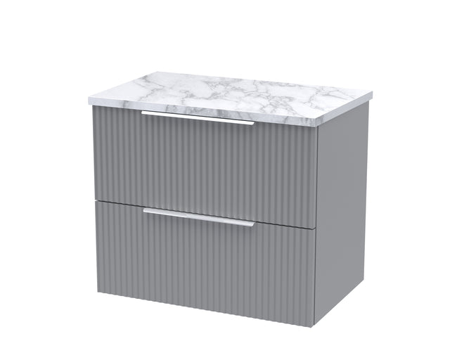 Hudson Reed Fluted 600mm Wall Hung 2-Drawer Vanity Unit With Laminate Worktop